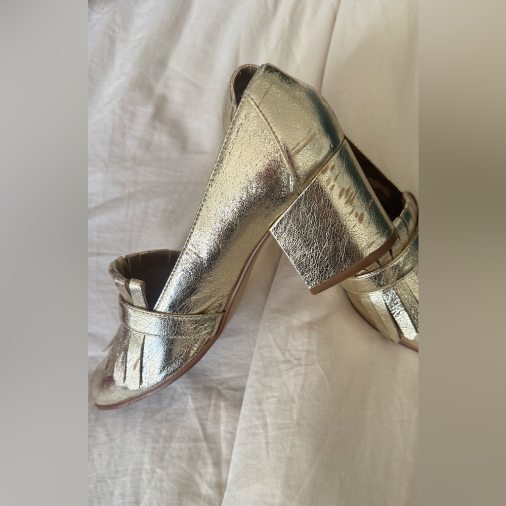 Steve Madden Metallic Gold Fringe Heels - Picture 7 of 12